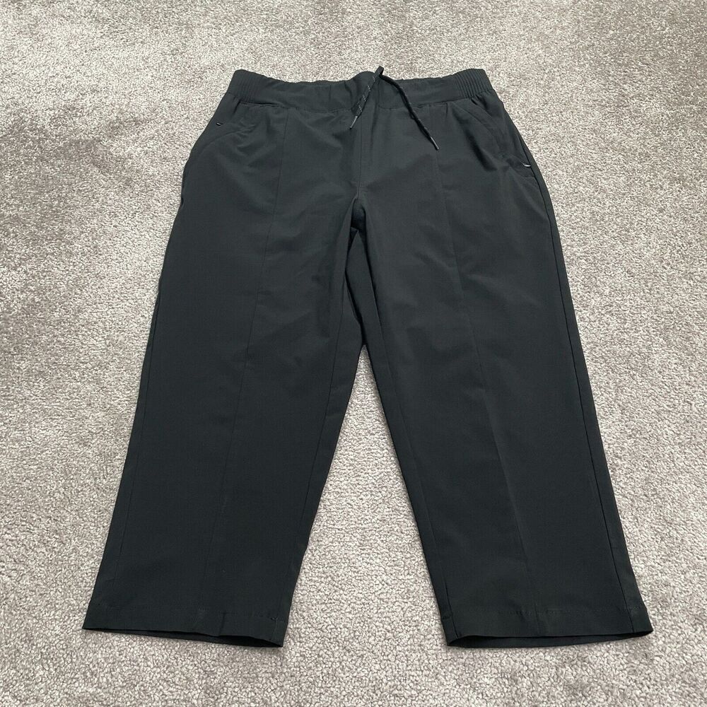 Columbia PFG Active Cropped Pants Womens Small Black Drawstring Zip Fish 29x19